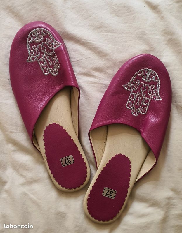 Mocassins Babouches En Cuir Souple Vieux Rose - Taille 39 - Tremp - Occasion Excellent état