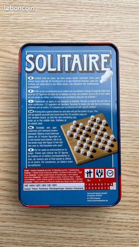 Jeu De Société Solotaire MB - Solitaire Vintage Complet - Années 80/90