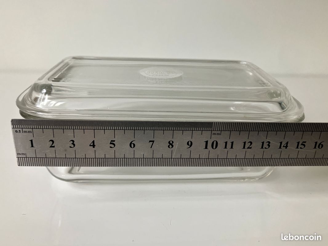 Beurrier Ancien En Verre Duralex – Made In France, Forme Rectangle, Vintage Transparent
