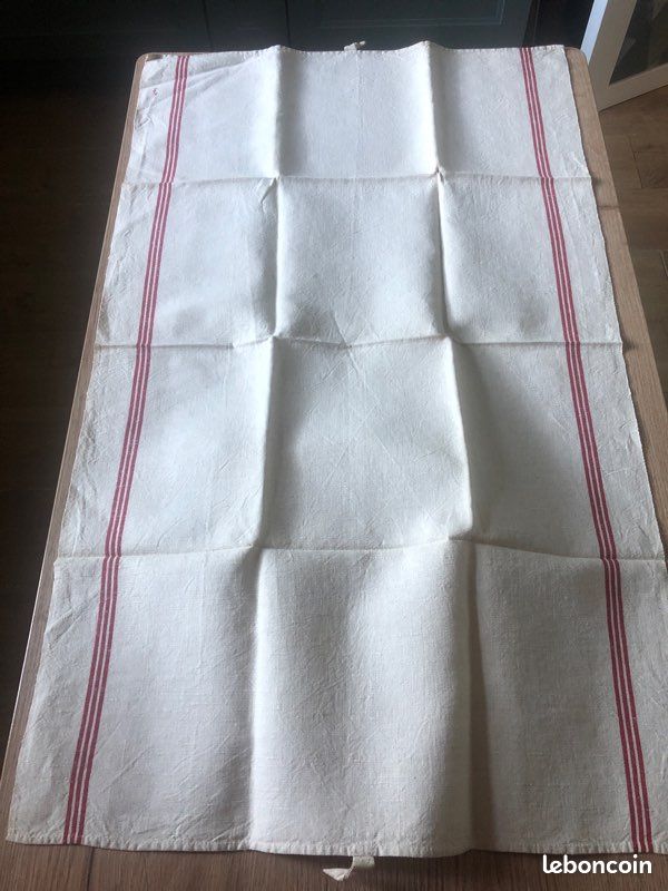 Tissu ameublement 100% coton rayures - écru/rouge