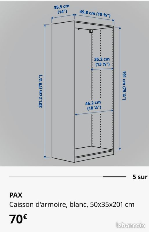 Pax caisson 50x35x201 neuf/carton fermé (image 1)