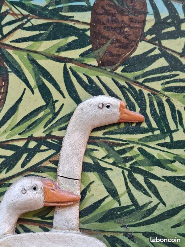 Tableau Country Corner Ferme Campagne - Décoration Murale Bois Peint Relief - Oie Shabby Chic
