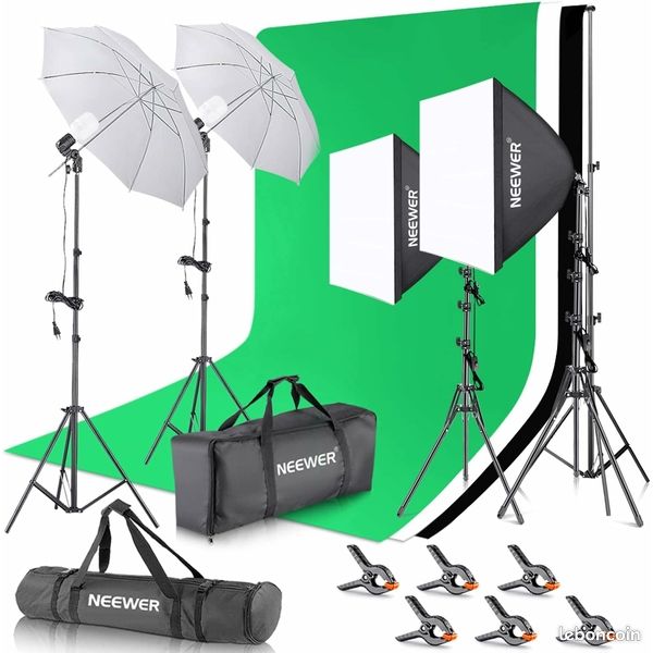 Kit d'éclairage studio et photo - NEEWER NK100 (Ampoule LED avec support de fond) (image 1)