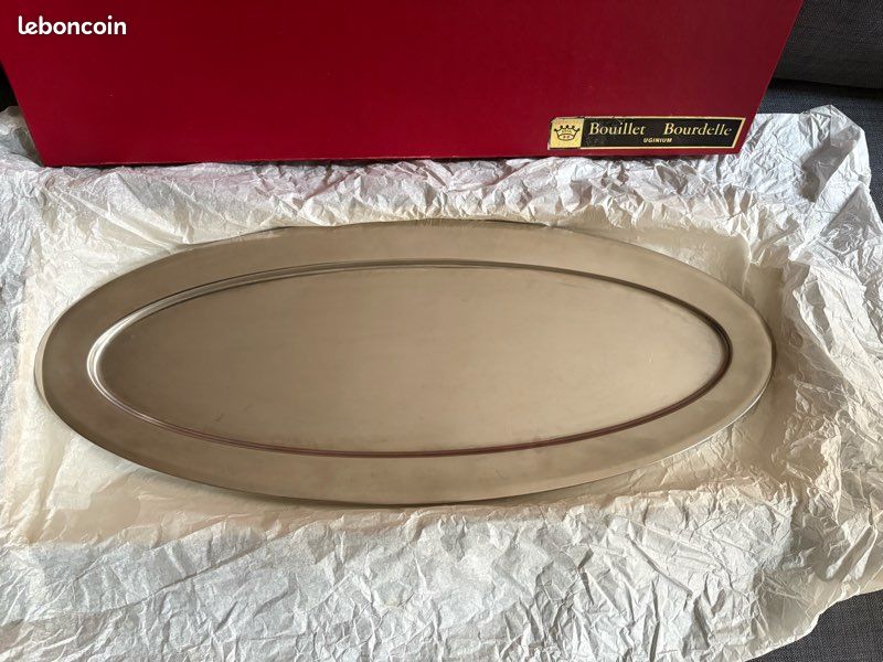 Grand Plat à Poisson Ancien En Inox Uginium Bouillet Bourdelle Argenté