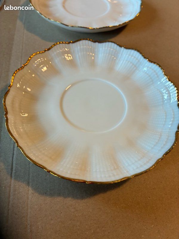 Soucoupes petites assiettes bord doré Giraud porcelaine de Limoges (image 2)