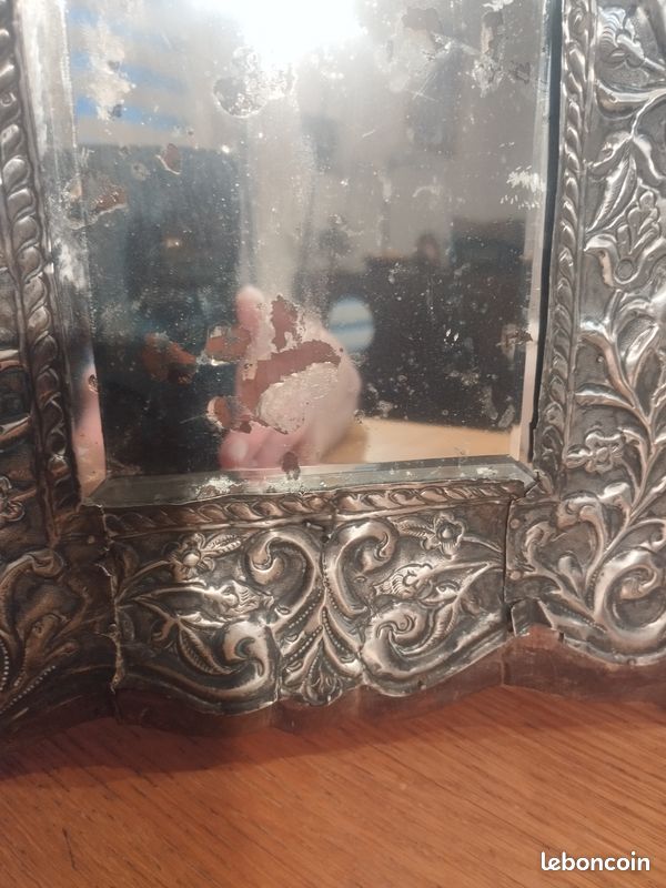 Très ancien miroir oriental argent (image 6)