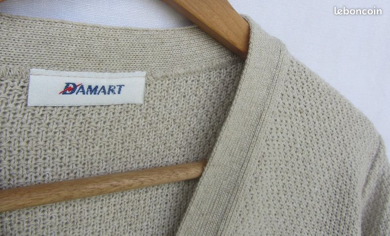 Cardigan à manches courtes beige clair vintage (image 7)