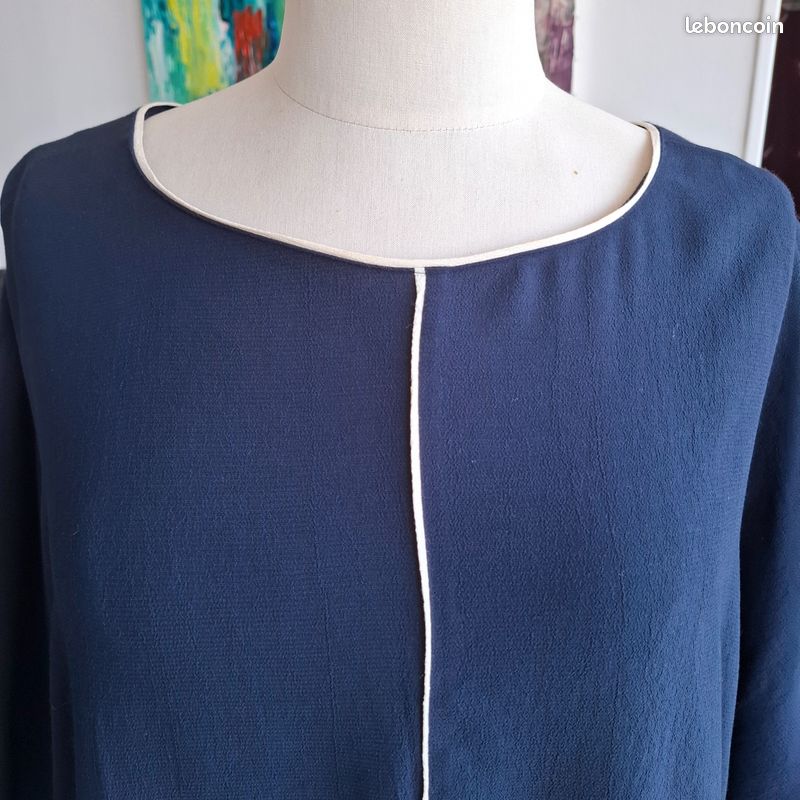 Magnifique blouse kimono marine Zara taille 40-42 (image 4)