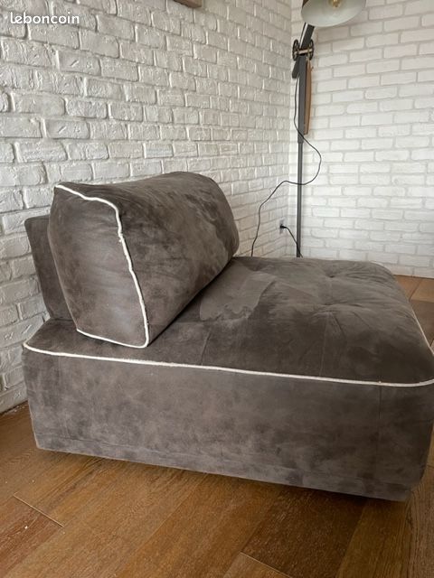 Magnifiques Fauteuil gris (X 2) Vintage en micro-fibres (image 2)