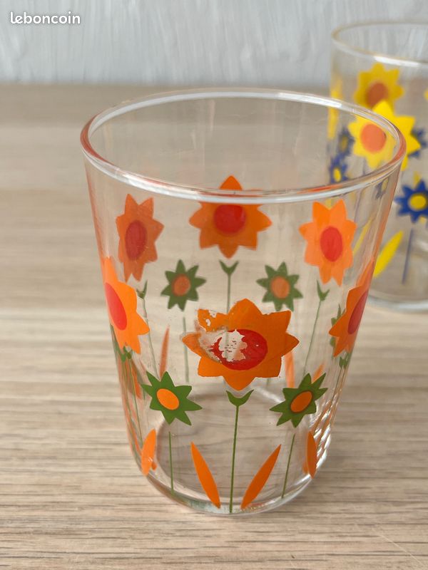 Lot Vintage Luminarc Bahamas : Pichet + 6 Verres à Orangeade 26 Cl - Multicouleur