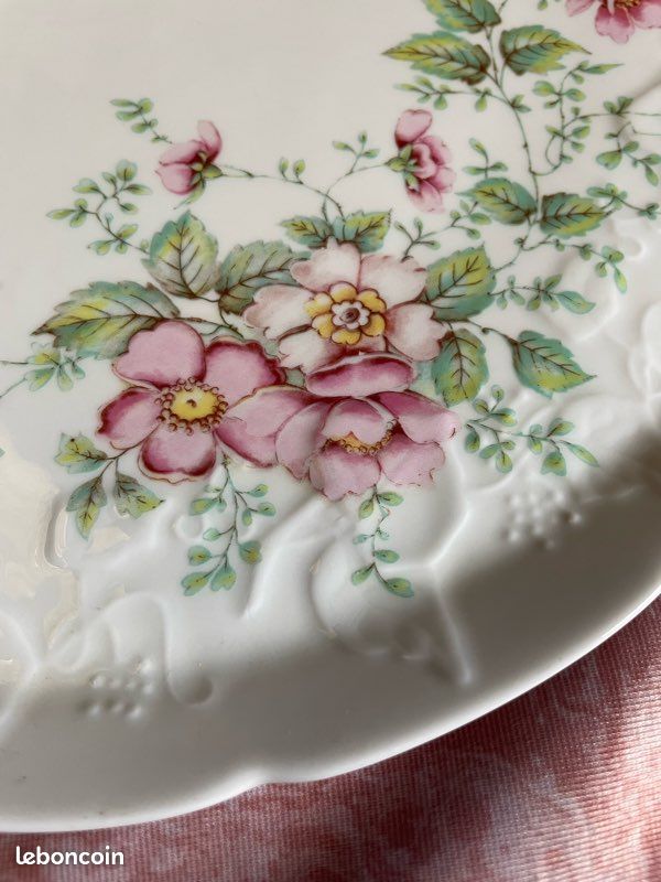 Grand plat rond en porcelaine de Berry – Collection “Lierre Sauvage” – Vintage (image 3)