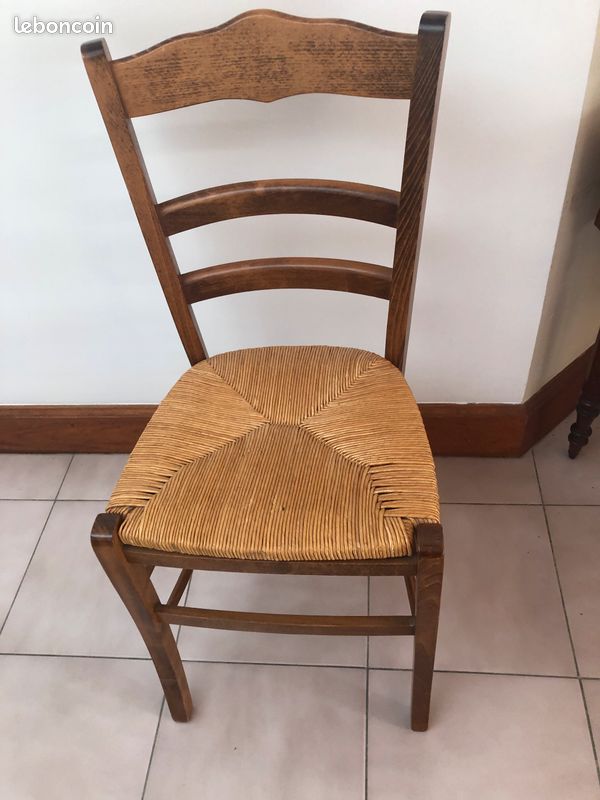 Lot 4 chaises bois et paille (image 2)