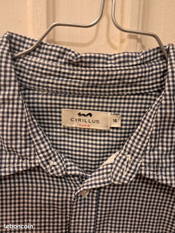 Chemise garçon 16 ans carreaux bleu Cyrillus très bon état (image 3)