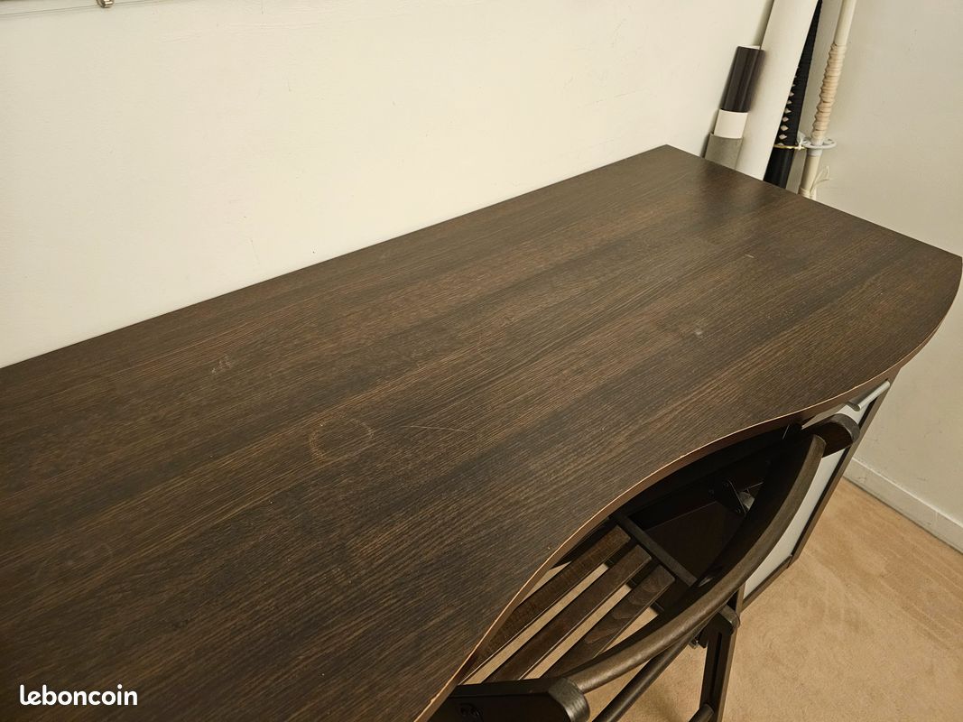 Bureau moderne marron foncé avec rangements - 140x60x76 cm (image 5)