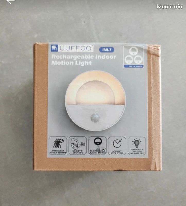 Lot de 3 veilleuses rechargeable à détection (image 1)