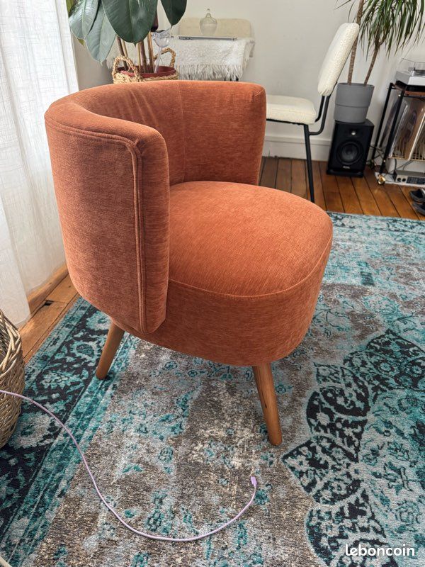 fauteuil velours orange - L'atelier Belle Lurette, Rénovation de