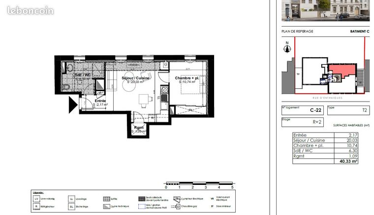 Appartement 2 pièces 40 m²