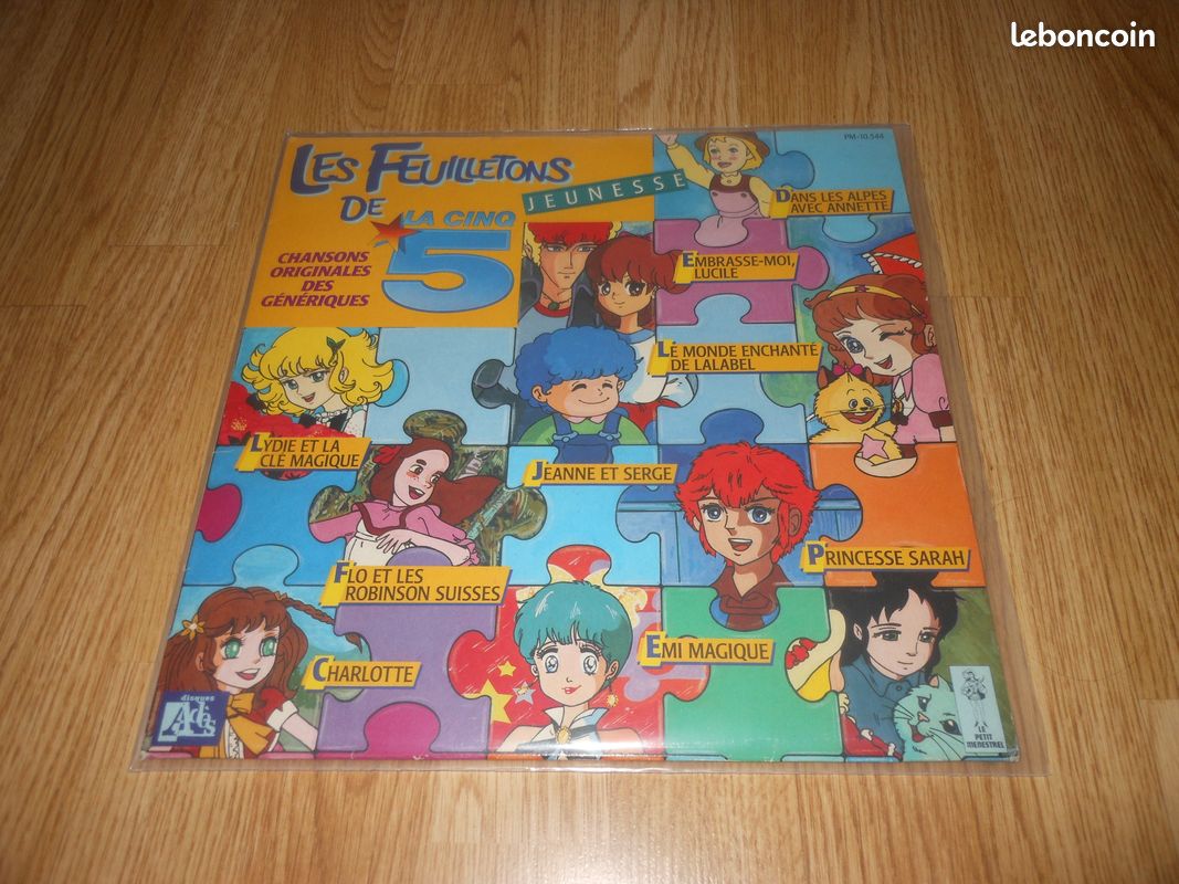 Vinyle 33 Tours générique Dessins animés les feuilletons de la cinq 5 (Princesse Sarah - Jeanne et serge - Embrasse moi Lucile - Emi magique - Lydie et la clé magique - Flo et les robinson suisse) (image 1)