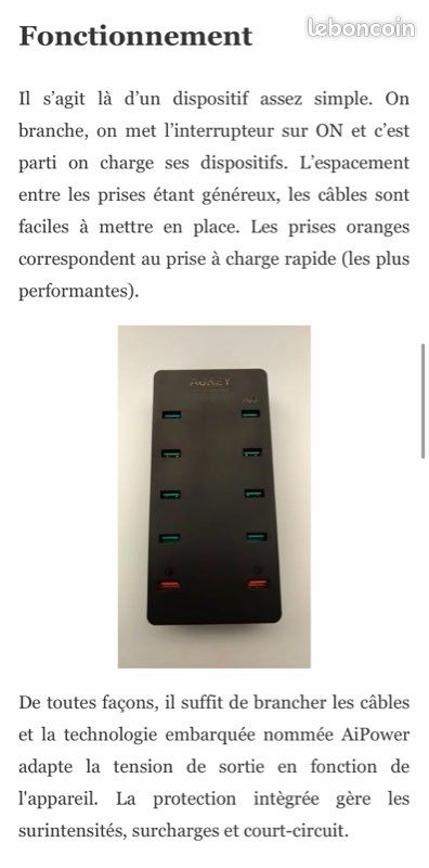 Chargeur alimenté usb 10 ports 70W (image 4)