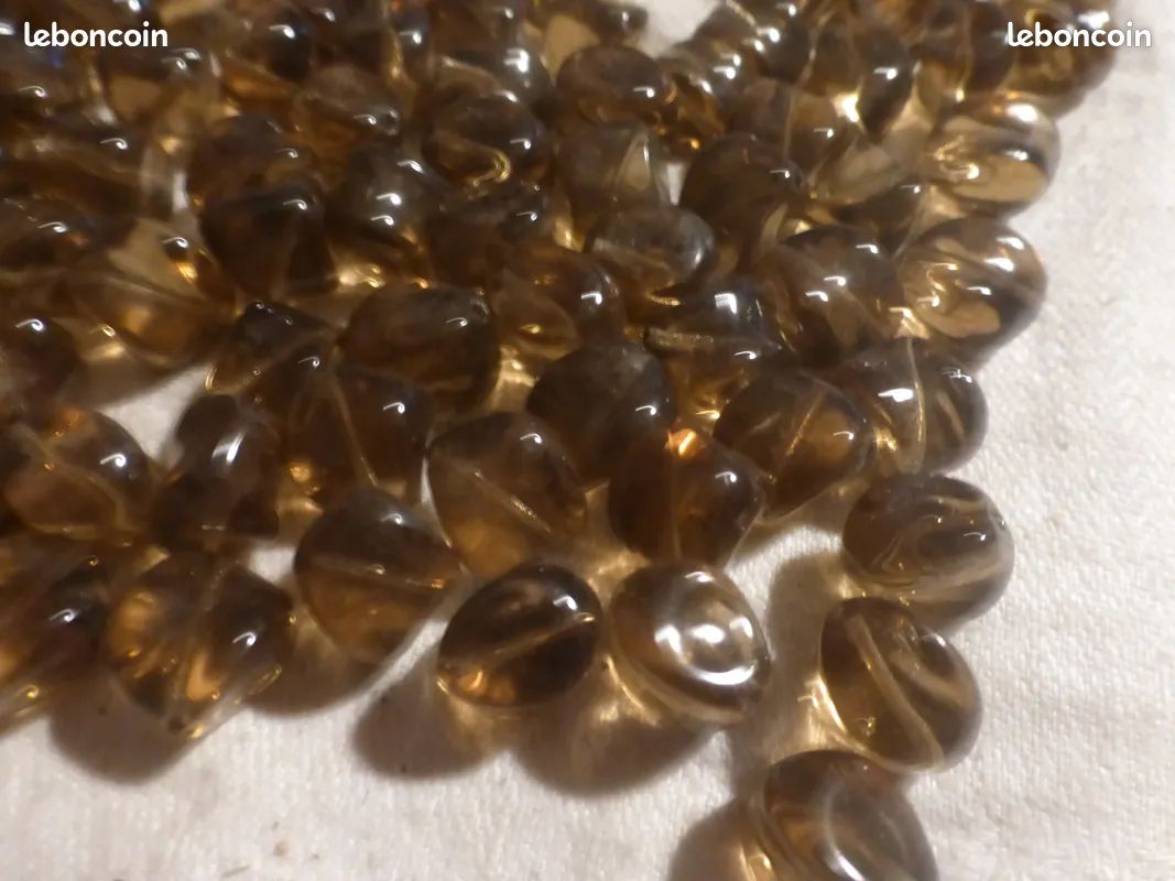 Lot de 120 perles pampilles en verre marron vintage (image 3)