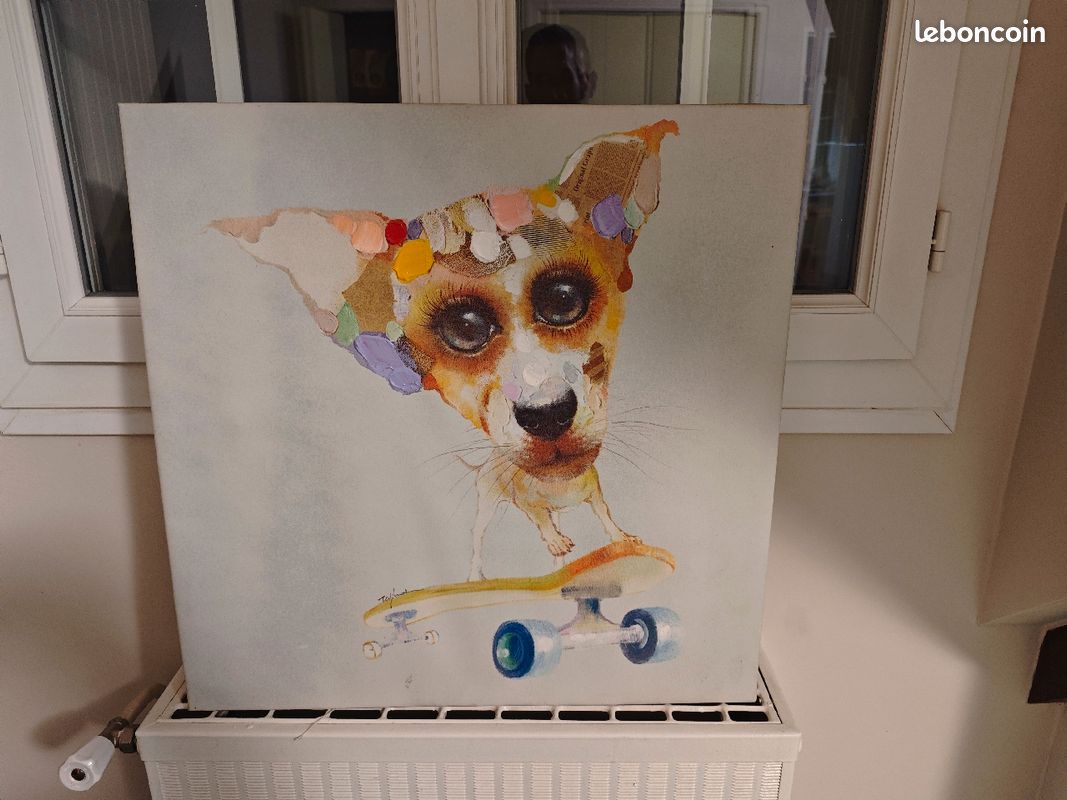 Tableau déco petit chien 60 * 60 cm (image 1)