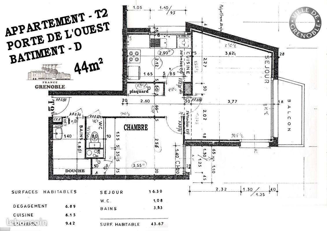 Appartement 2 pièces 44 m² · à Grenoble · 44 m² · 90 000 €