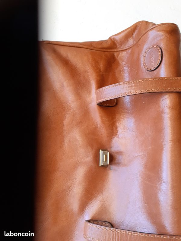 Serviette / Sacoche En Cuir Vintage Henry Saxel - Marron - Style Sacoche Homme - Occasion