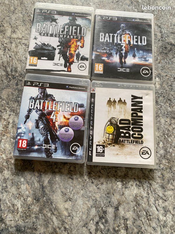 Lot De 2 Jeux De Guerre PS3 : Battlefield 3 Et 4 - Version Française PAL, Bon état