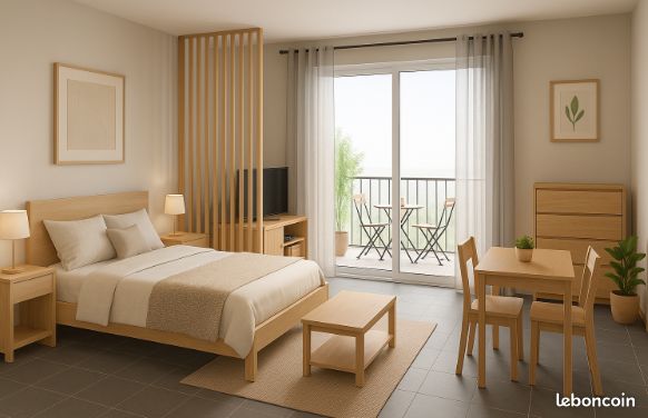 Beau studio meublé avec balcon et place de parking