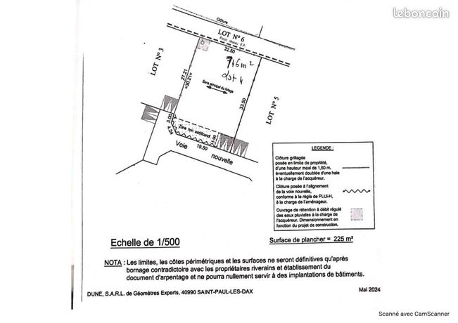 Terrain 746 m² Candresse