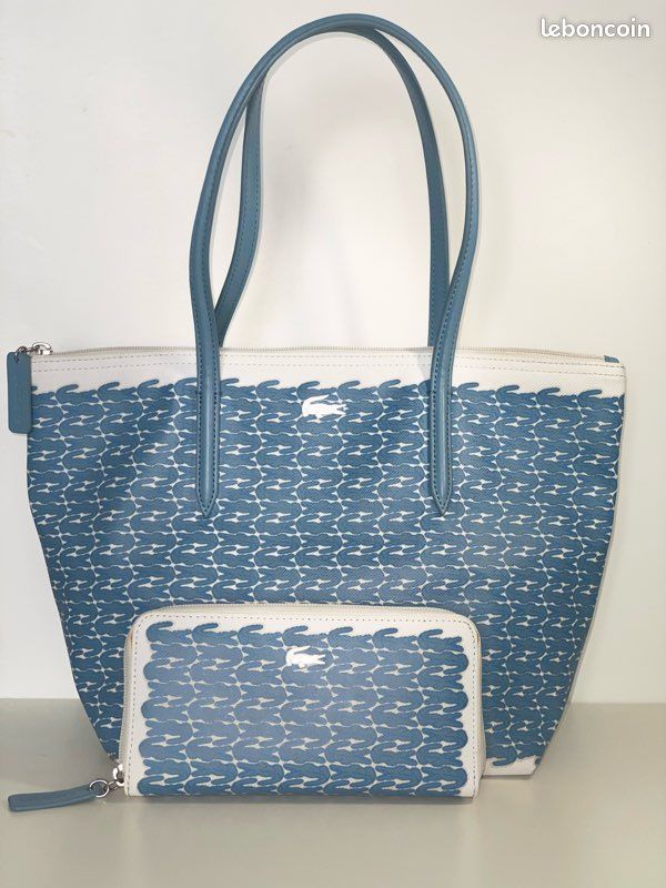 Sac à main Lacoste et son portefeuille bleu et blanc Accessoires