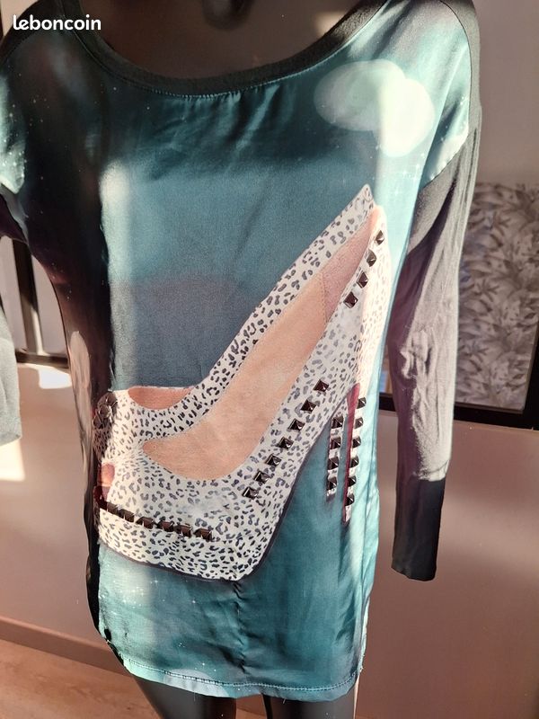 Blouse manches longues verte 40 (image 2)