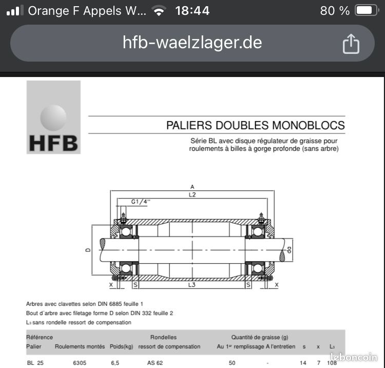 Arbre avec double palier HFB (image 3)