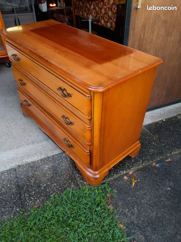 Commode hêtre massif 3 tiroirs vintage (image 2)