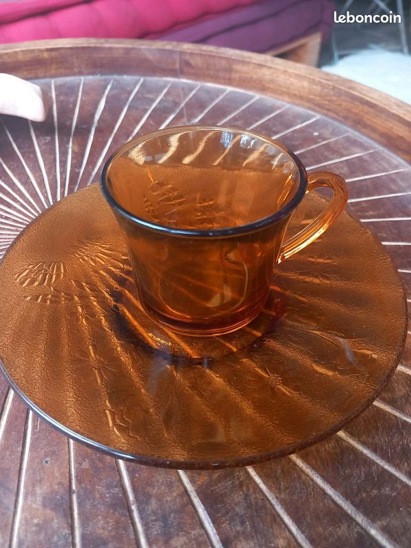 Lot de 6 assiettes plates vintage duralex ambré