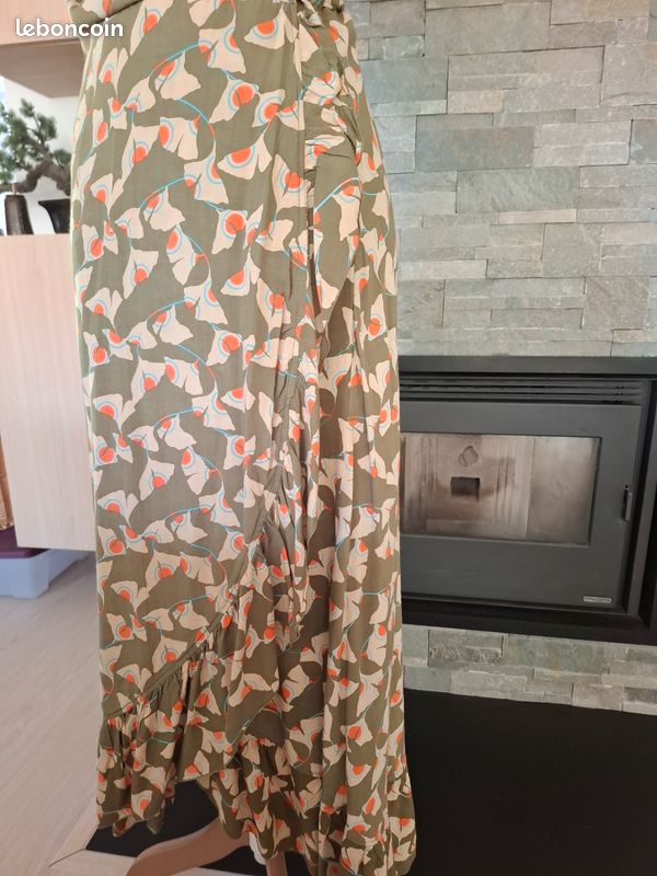Palme Robe longue cache coeur kaki à motifs Taille S/M (image 4)