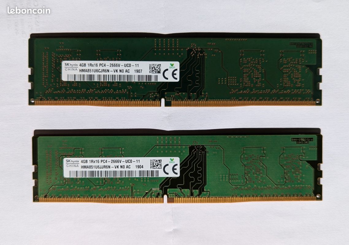 Kit RAM Hynix 8 Go DDR2 800 MHz - 4x 2 Go PC2-6400U DIMM 240 Broches Pour PC Fixe