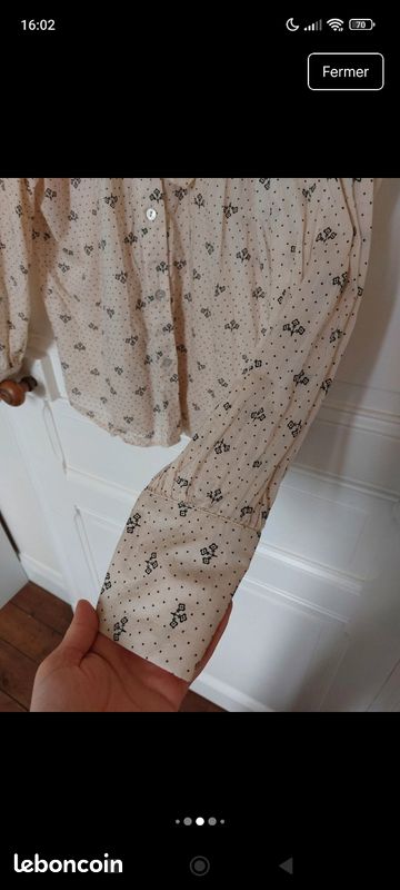 Chemisier Femme Monoprix - Taille 40 - Gris Blanc - Occasion Très Bon état