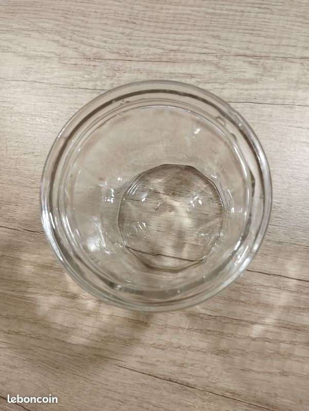 Ancien pot  confiture en verre pais - Arts de la table