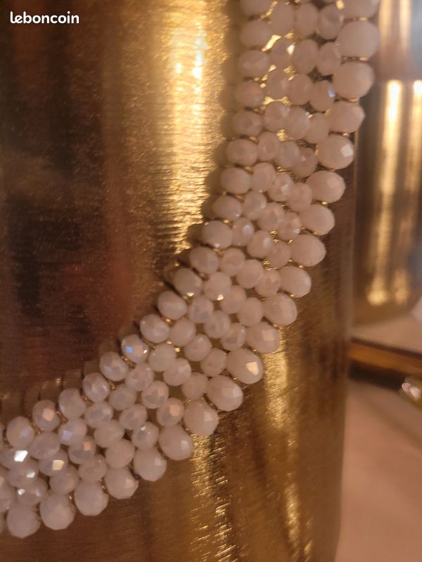 Collier Court En Perles Nacrées Bicolores Style XXIe Siècle - Occasion Bel état