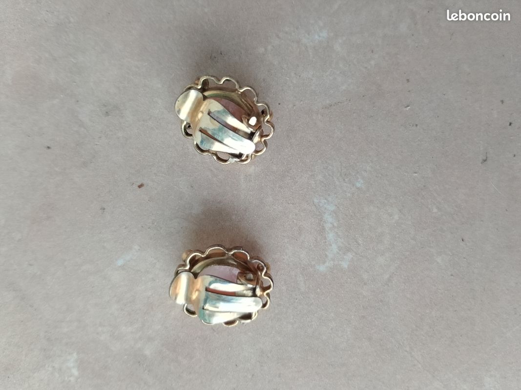 Parure Ancienne Collier, Broche Et Boucles D'oreilles Camée Avec Filigrane Et Pierres - Argenté