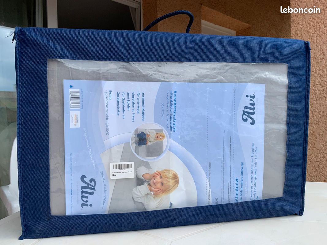 Alvi Matelas Lit Parapluie 60x120cm Épaisseur 6cm - Housse Coton Lavable Pliable Sac Transport