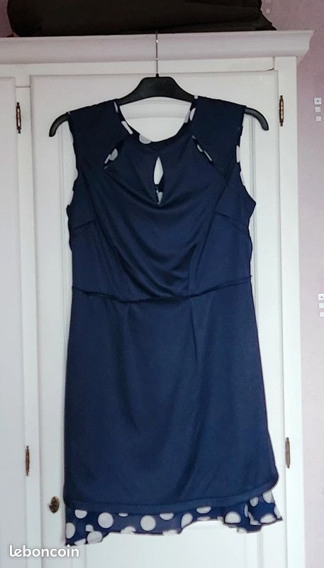 Robe marine pois blancs entièrement doublée taille 38 (image 4)