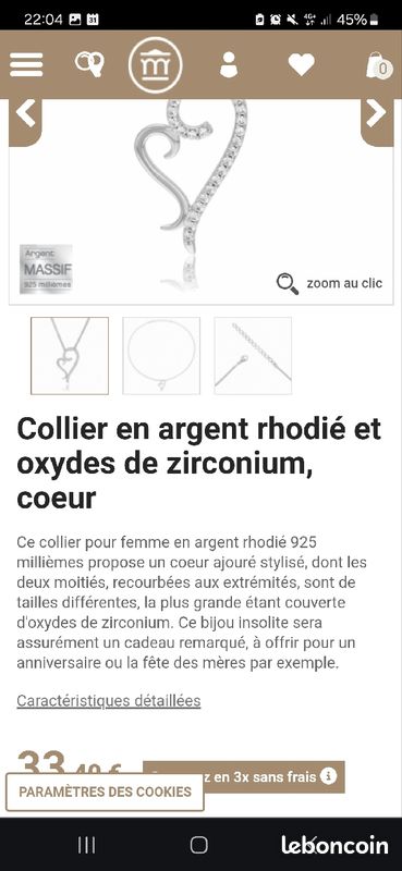 Manège Fete Des Meres Bijoux Collier Motif Cœur, Le Manège à