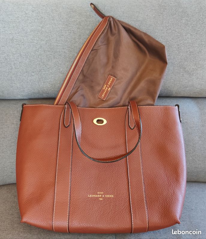 Sac à main cabas "Leonarr x Swan" en cuir (image 2)
