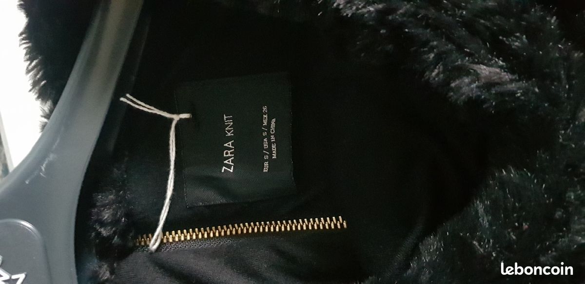 Magnifique Manteau Veste Fausse Fourrure noir Zara T.36 S (image 5)