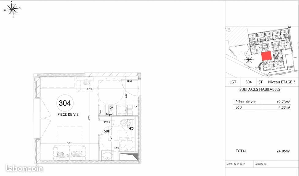 Appartement a louer caen - 1 pièce(s) - 24 m2 - Surfyn