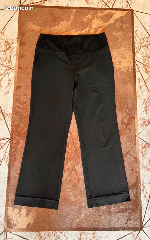Pantalon à pinces grossesse noir (image 1)