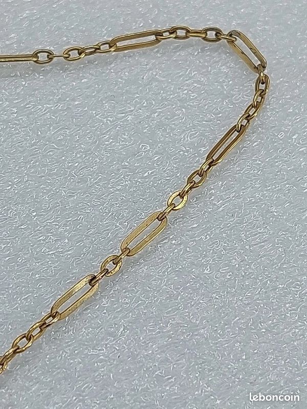 Collier Pendentif Chaîne Plaqué Or Jaune Antique Avec Perle Et Quartz Rouge - Occasion