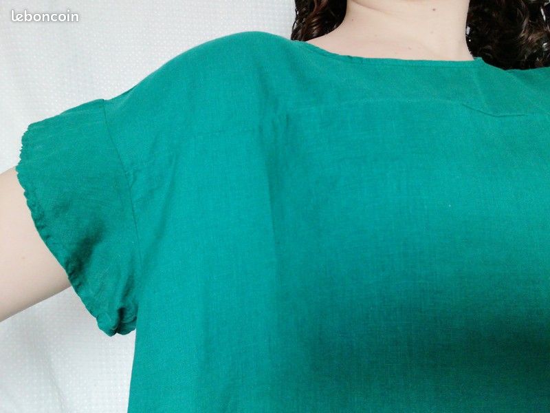 Blouse vert sapin 100% lin (image 1)